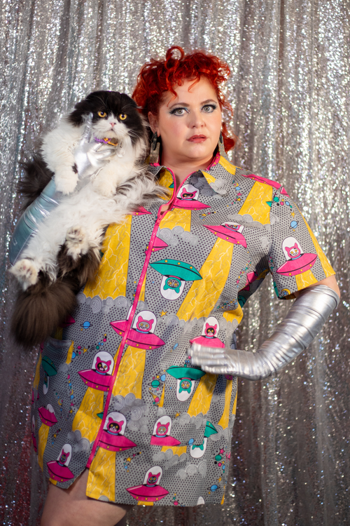 Cats in Space Mini Dress in Asteroid Field