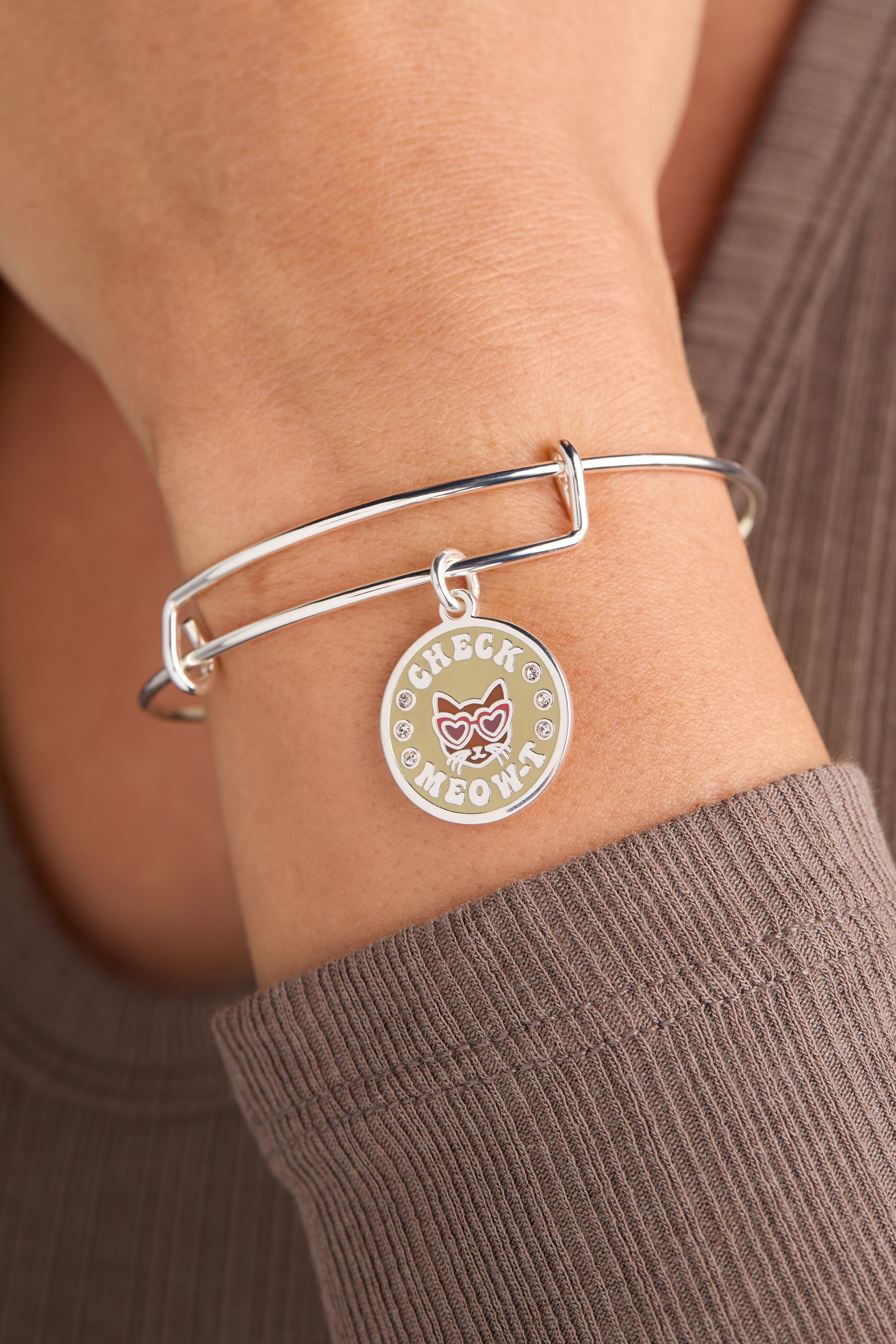 'Check Meow-T' Cat Charm Bangle