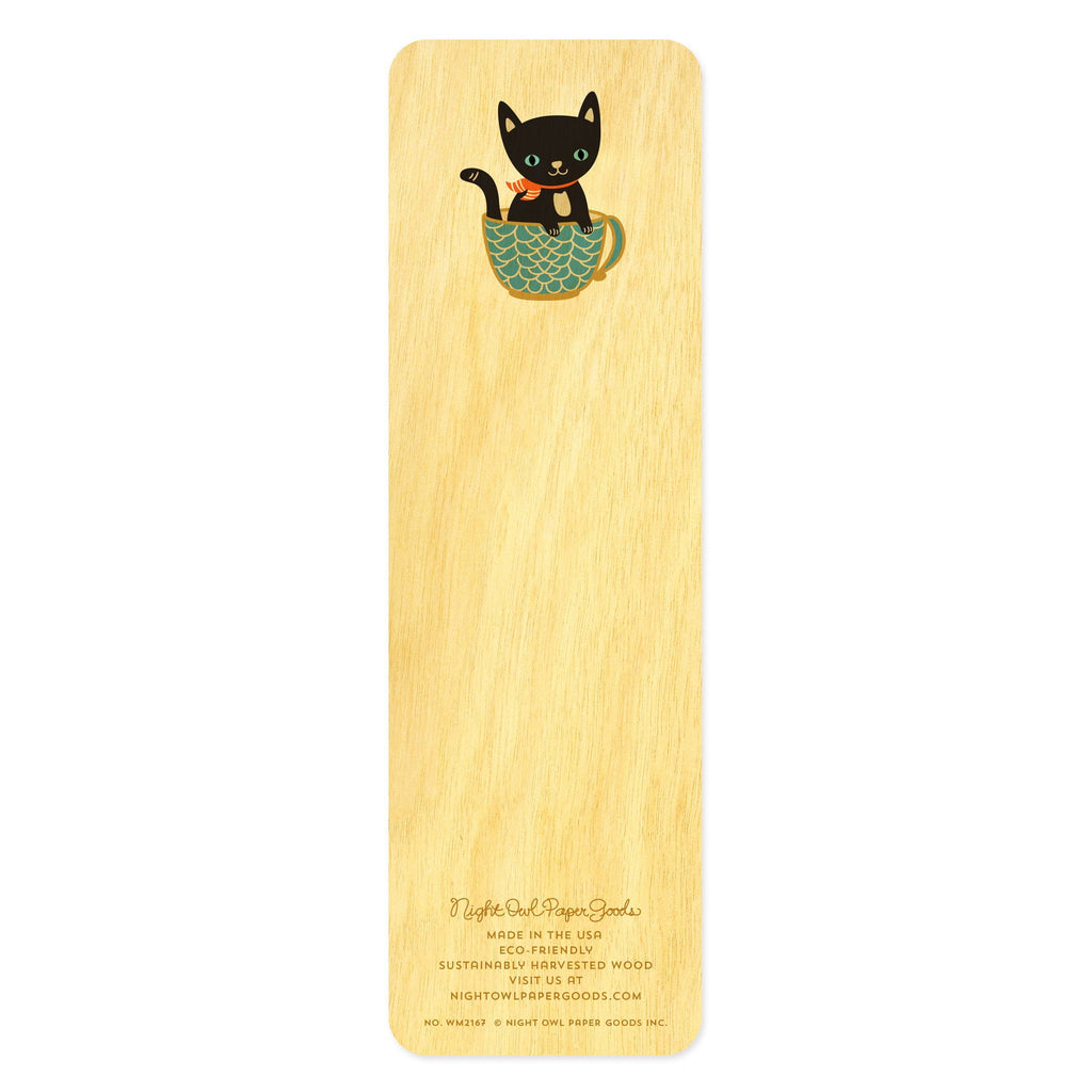Cuppa Cat Wood Bookmark