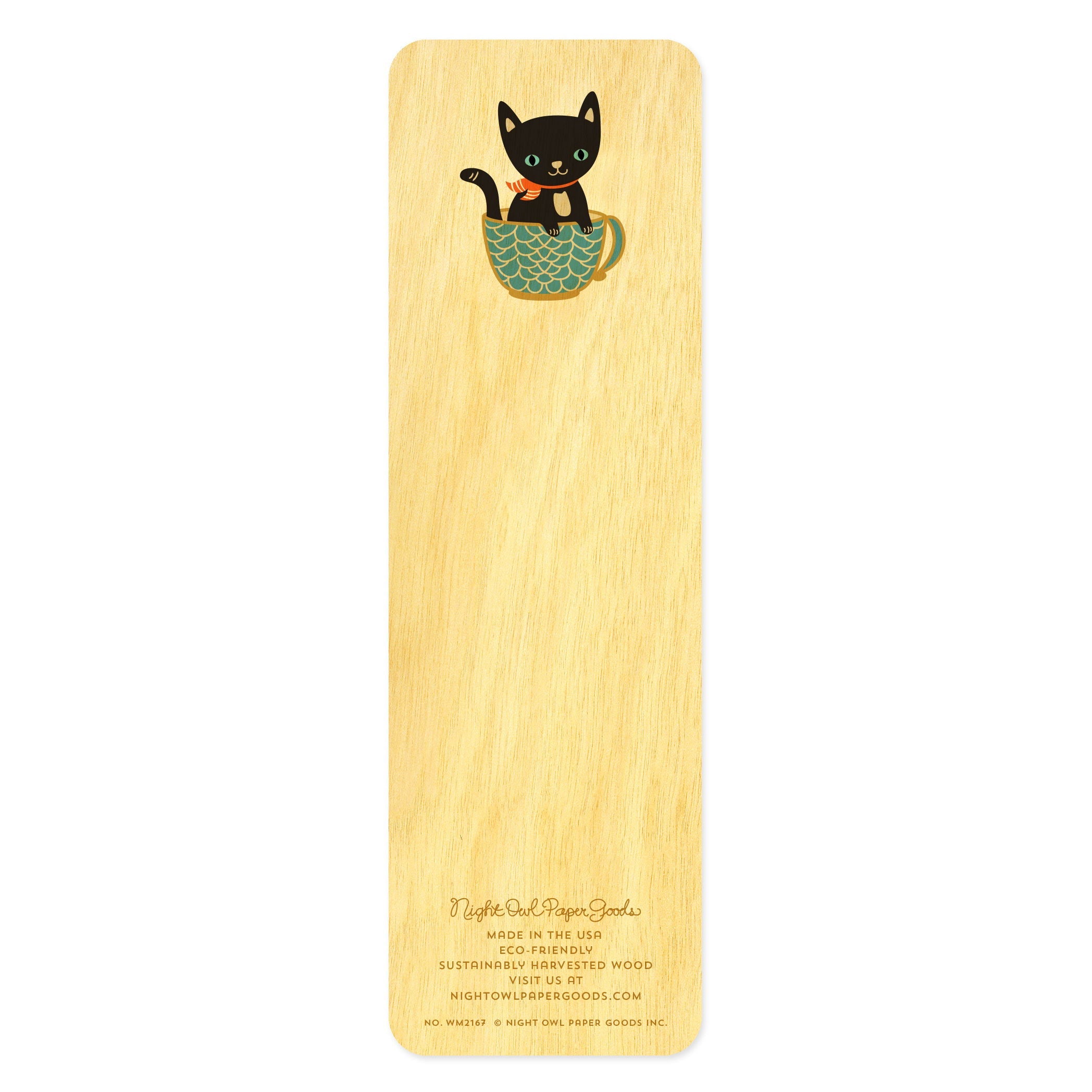 Cuppa Cat Wood Bookmark